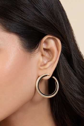 Buy_Isharya_Black Crystals Cubic Zirconia And Enamel Hoops _Online_at_Aza_Fashions