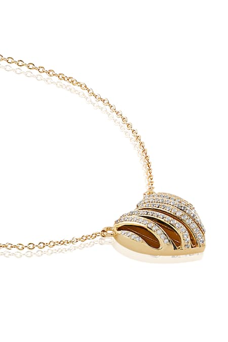 Shop_Isharya_Black Crystals Gold Plated Heart Shaped Pendant Necklace _Online_at_Aza_Fashions