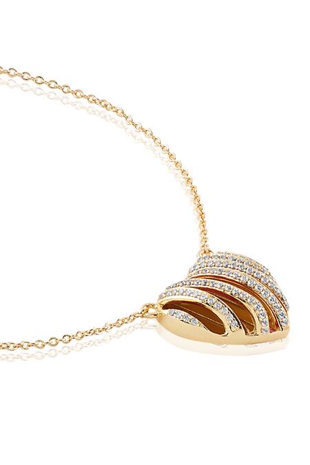 Shop_Isharya_Red Crystals Heart Shaped Pendant Necklace_Online_at_Aza_Fashions