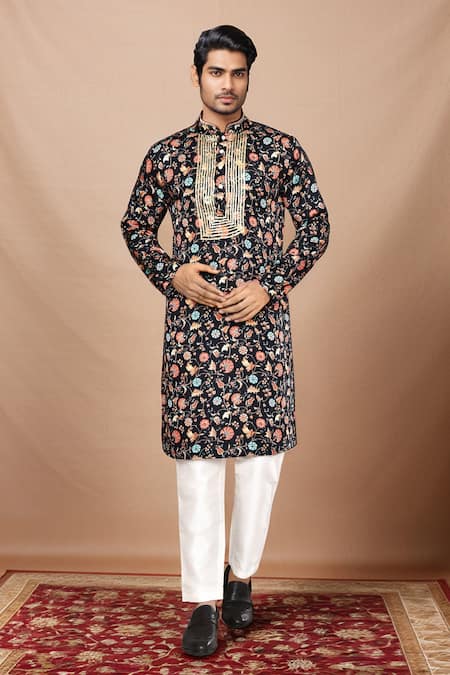 Arihant Rai Sinha Multi Color Cotton Silk Print Wildbloom Kurta 