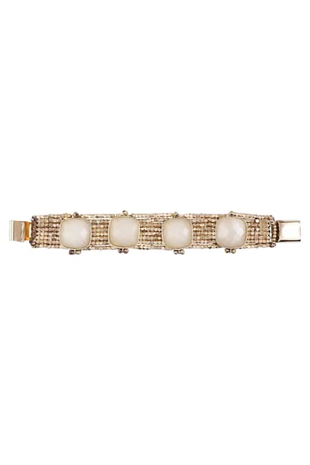 House Of Tuhina Gold Quartz Stone Beaded Bracelet 