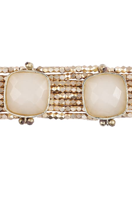 House Of Tuhina_Gold Plated Crystals Quartz Stone Beaded Bracelet _Online_at_Aza_Fashions