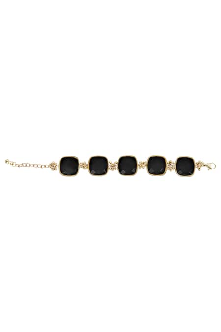 Shop House Of Tuhina Gold Plated Stones Quartz Bracelet at Aza Fashions Shop_House Of Tuhina_Gold Plated Stones Quartz Bracelet _at_Aza_Fashions