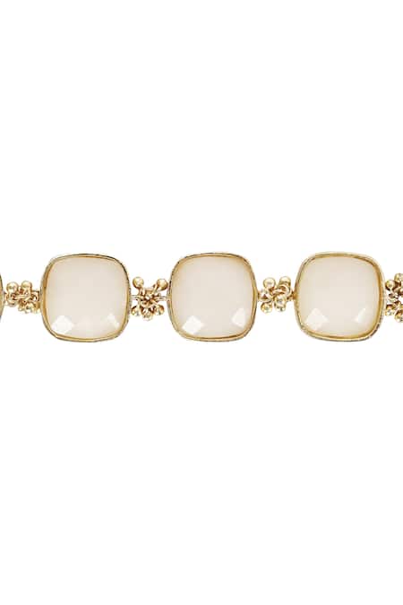 House Of Tuhina Gold Plated Stones, Crystals Square Quartz Bracelet Online at Aza Fashions House Of Tuhina_Gold Plated Stones, Crystals Square Quartz Bracelet _Online_at_Aza_Fashions