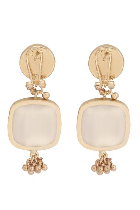 Shop House Of Tuhina Gold Plated Crystals, Stones Quartz Embellished Danglers at Aza Fashions Shop_House Of Tuhina_Gold Plated Crystals, Stones Quartz Embellished Danglers _at_Aza_Fashions