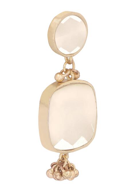 House Of Tuhina Gold Plated Crystals, Stones Quartz Embellished Danglers Online at Aza Fashions House Of Tuhina_Gold Plated Crystals, Stones Quartz Embellished Danglers _Online_at_Aza_Fashions