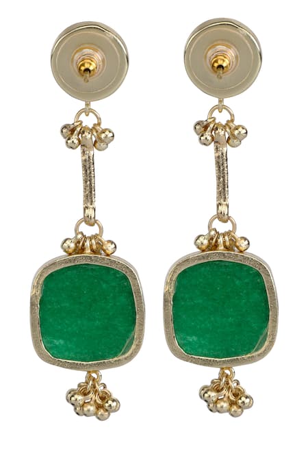 Shop House Of Tuhina Gold Plated Crystals, Stones Quartz Danglers at Aza Fashions Shop_House Of Tuhina_Gold Plated Crystals, Stones Quartz Danglers _at_Aza_Fashions