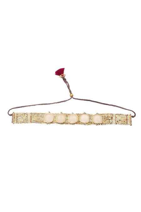 Shop House Of Tuhina Gold Plated Crystals Quartz Embellished Choker Necklace at Aza Fashions Shop_House Of Tuhina_Gold Plated Crystals Quartz Embellished Choker Necklace _at_Aza_Fashions