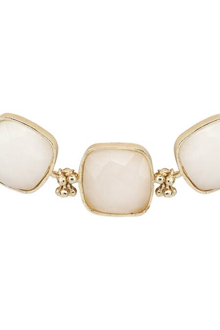 House Of Tuhina_Gold Plated Crystals Quartz Stone Choker _Online_at_Aza_Fashions