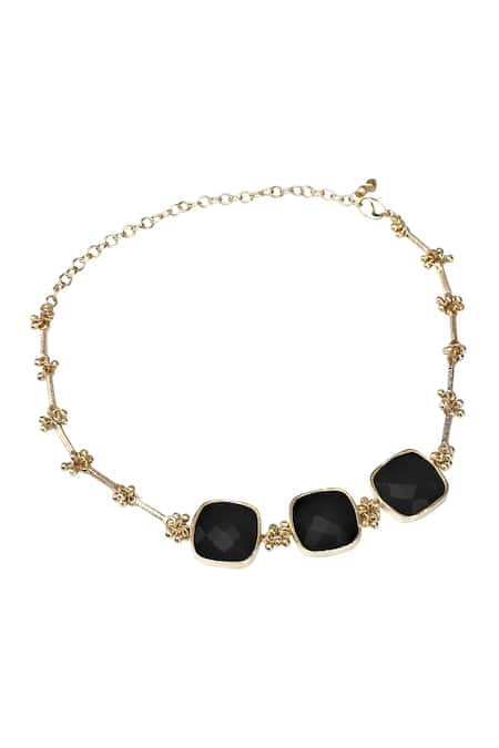 House Of Tuhina Three Stone Embellished Choker 