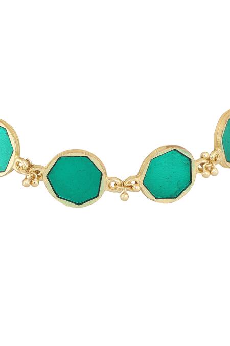 House Of Tuhina_Gold Plated Beads Enamel Reversible Bracelet _Online_at_Aza_Fashions