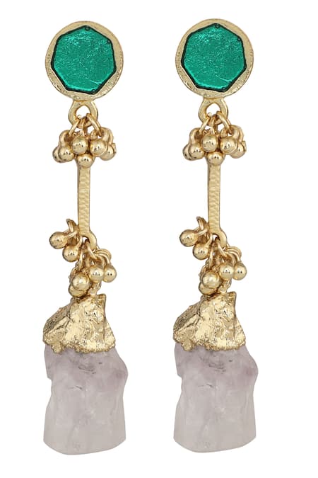 House Of Tuhina Enamel Stone Drop Earrings 