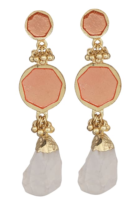 House Of Tuhina Enamel Double Drop Earrings 