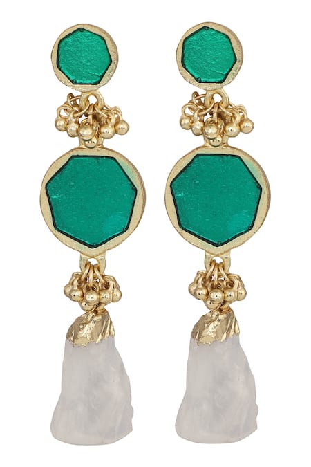 House Of Tuhina Double Drop Enamel Earrings 