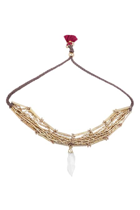 House Of Tuhina Bead Multi Layer Stone Choker 