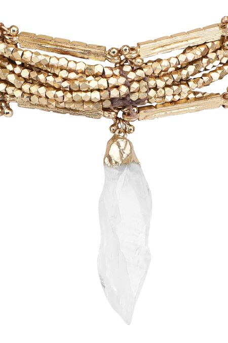 House Of Tuhina Gold Plated Multi-layer Cut-bead And Stone Choker Online at Aza Fashions House Of Tuhina_Gold Plated Multi-layer Cut-bead And Stone Choker_Online_at_Aza_Fashions