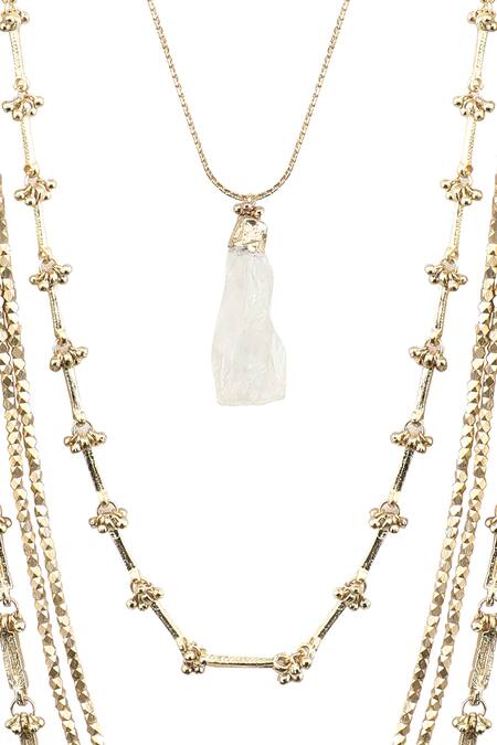 Buy House Of Tuhina Gold Plated Multi Layer Bead Stone Necklace Online at Aza Fashions Buy_House Of Tuhina_Gold Plated Multi Layer Bead Stone Necklace _Online_at_Aza_Fashions
