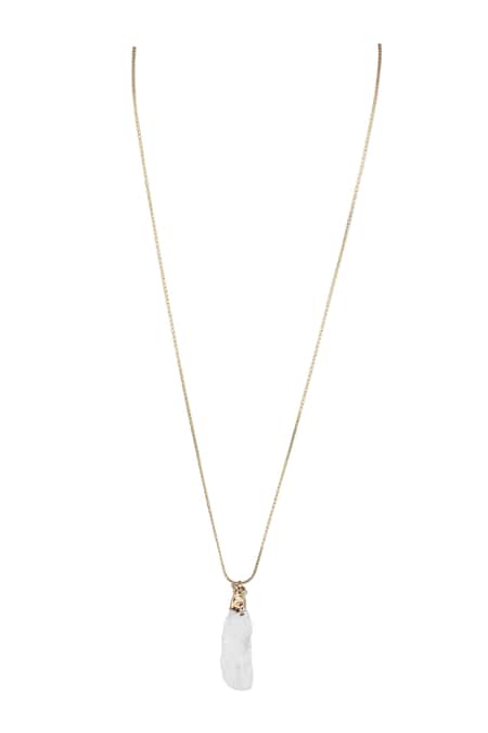 Shop House Of Tuhina Gold Plated Stones Drop Long Pendant Necklace at Aza Fashions Shop_House Of Tuhina_Gold Plated Stones Drop Long Pendant Necklace _at_Aza_Fashions