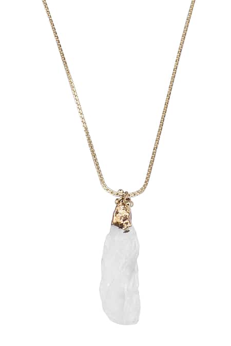 House Of Tuhina Gold Plated Stones Drop Long Pendant Necklace Online at Aza Fashions House Of Tuhina_Gold Plated Stones Drop Long Pendant Necklace _Online_at_Aza_Fashions