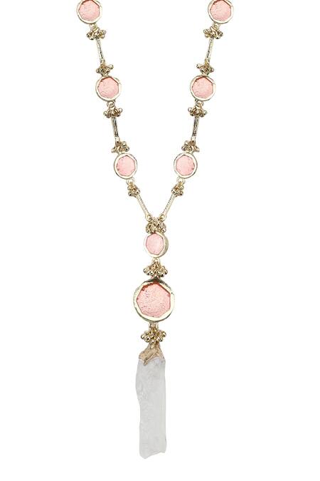 House Of Tuhina Gold Plated Stones, Beads Geometric Enamelled Long Necklace Online at Aza Fashions House Of Tuhina_Gold Plated Stones, Beads Geometric Enamelled Long Necklace _Online_at_Aza_Fashions