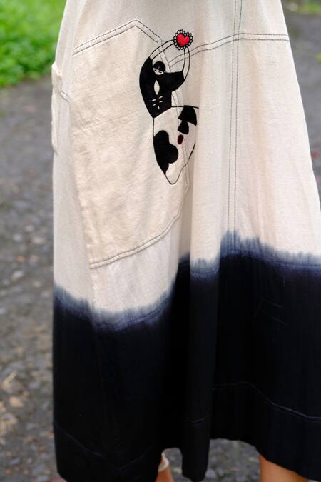 Buy Jodi Black Handloom Cotton Stones Square Neck Kokeshi Embroidered Ombre Midi Dress Online at Aza Fashions Buy_Jodi_Black Handloom Cotton Stones Square Neck Kokeshi Embroidered Ombre Midi Dress_Online_at_Aza_Fashions