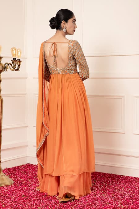 Kanj By Priyanka A Sakhuja Embroidered Anarkali Sharara Set 