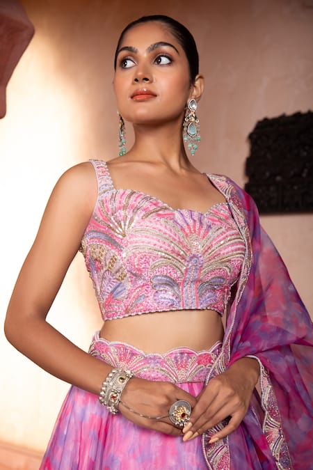 Buy Laxmishriali Pink Denim, Organza Beads, Pearls, Sequins Embroidered And Lehenga Set Online at Aza Fashions Buy_Laxmishriali_Pink Denim, Organza Beads, Pearls, Sequins Embroidered And Lehenga Set _Online_at_Aza_Fashions