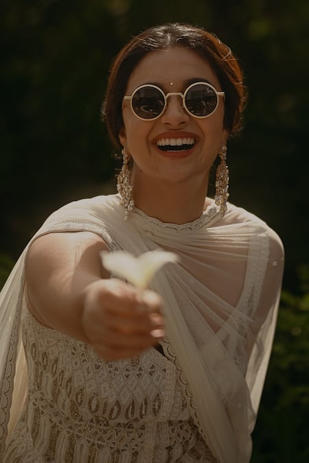 Shop_Ritika Mirchandani_Ivory Net, Crepe, Georgette Cut Work, Embroidery Cutdana Kurta Sharara Set _Online_at_Aza_Fashions