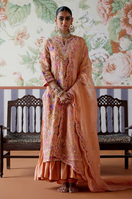 Pooja Singhal Handwoven Banarasi Kurta Churidar Set 