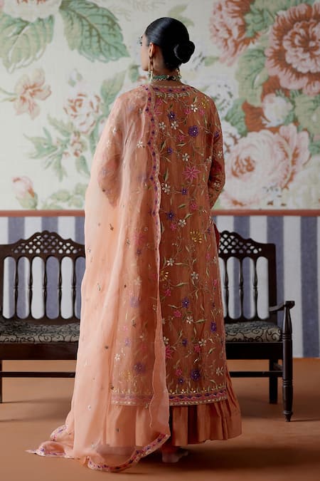 Pooja Singhal Floral Embroidered Banarasi Kurta Set 