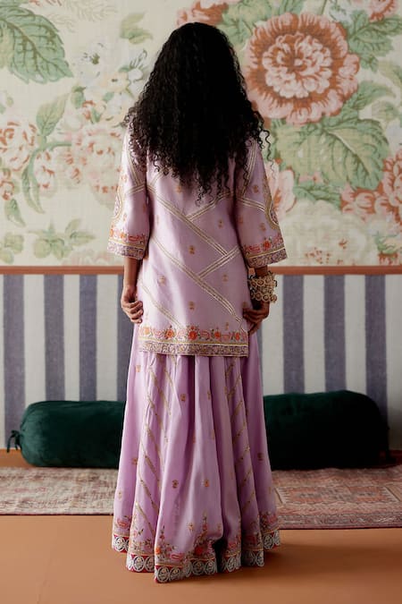 Pooja Singhal Paisley Embroidered Kurta & Sharara Set 