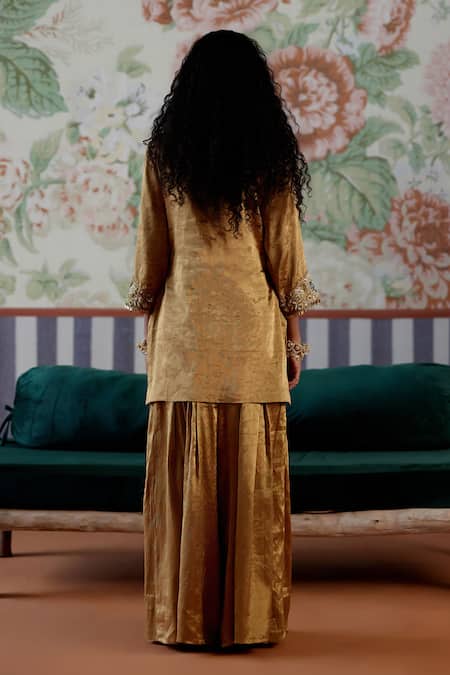 Pooja Singhal Gold Marori Embroidered Kurta Set 