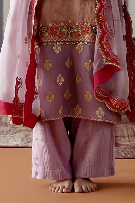 Pooja Singhal Purple Chanderi, Organza Sequins, Embroidery Round Lavender Banarasi Kurta Set Online at Aza Fashions Pooja Singhal_Purple Chanderi, Organza Sequins, Embroidery Round Lavender Banarasi Kurta Set_Online_at_Aza_Fashions