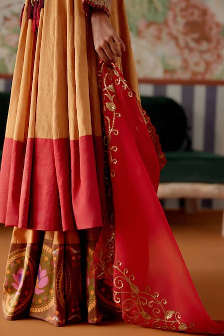 Buy Pooja Singhal Orange Tissue, Velvet, Organza, Banarasi Embroidered Anarkali And Sharara Set Online at Aza Fashions Buy_Pooja Singhal_Orange Tissue, Velvet, Organza, Banarasi Embroidered Anarkali And Sharara Set _Online_at_Aza_Fashions