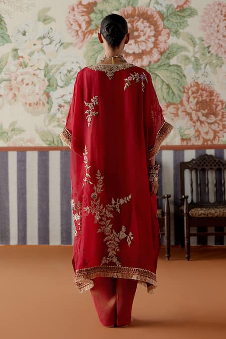 Pooja Singhal Floral Zari Embroidered Kaftan Set 