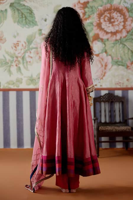 Pooja Singhal Banarasi Pearl Embroidered Anarkali Set 