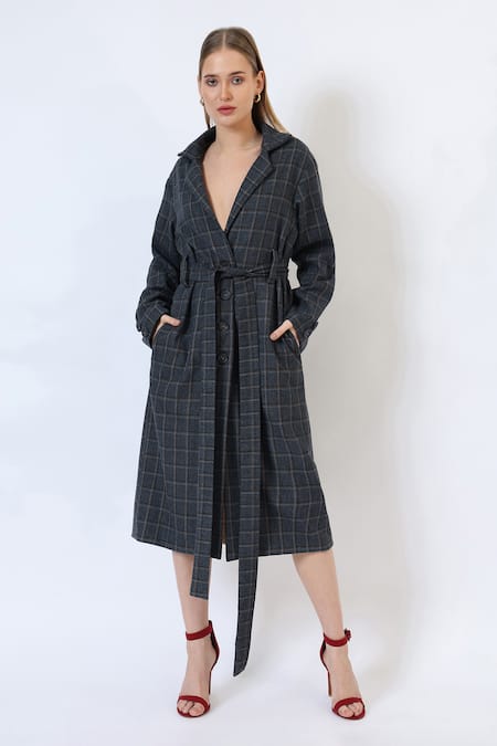 Musal Midnight Cascade Tailored Trench Coat 