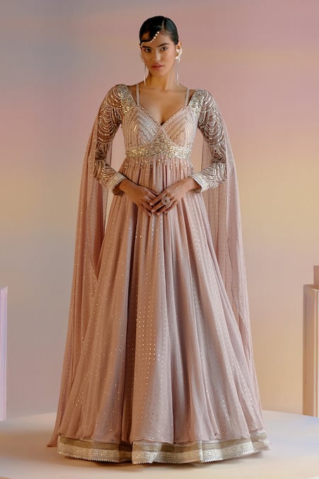 SHASHANK ARYA Sequin & Pearl Embroidered Bodice Anarkali 