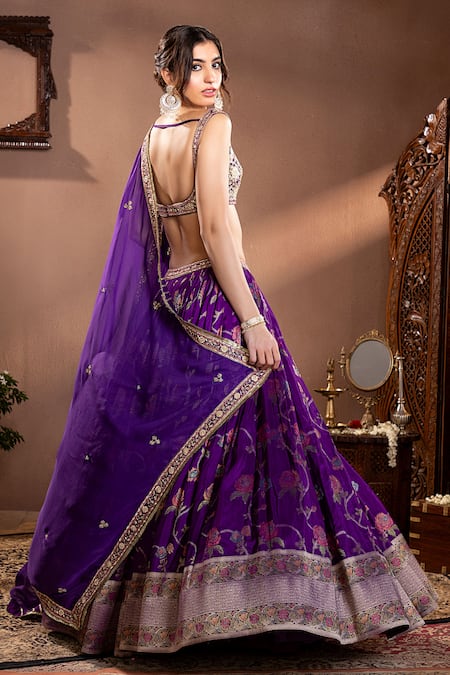 Krishna Padia Floral Zardozi Embroidered Lehenga Set 