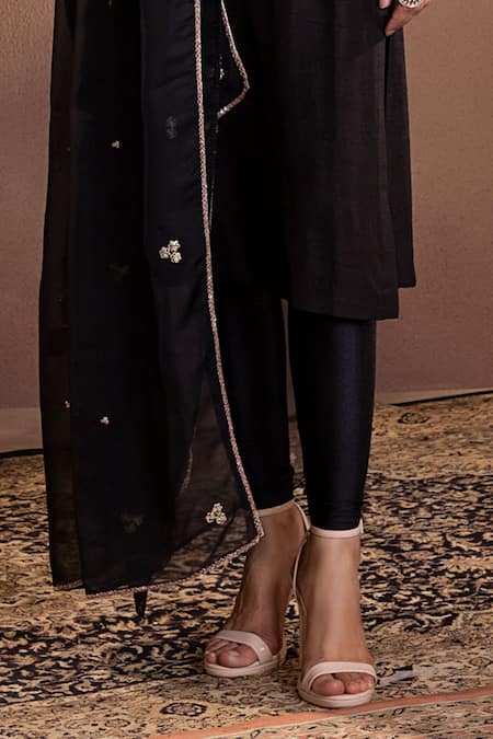 Buy Krishna Padia Black Organza, Lycra, Muslin Embroidery Polo Collar Dupatta Kurta Set Online at Aza Fashions Buy_Krishna Padia_Black Organza, Lycra, Muslin Embroidery Polo Collar Dupatta Kurta Set _Online_at_Aza_Fashions