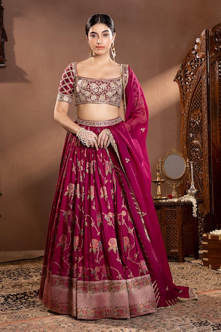 wildflower by krishna Rosette Vine Pattern Lehenga Set 