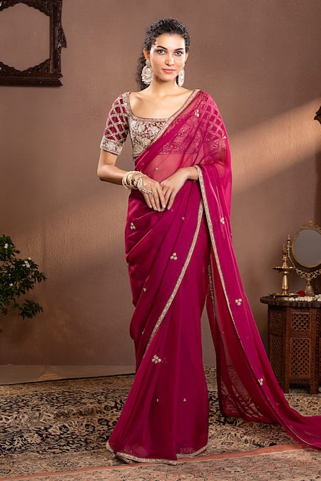 wildflower by krishna Floral Hand Embroidered Saree Set 