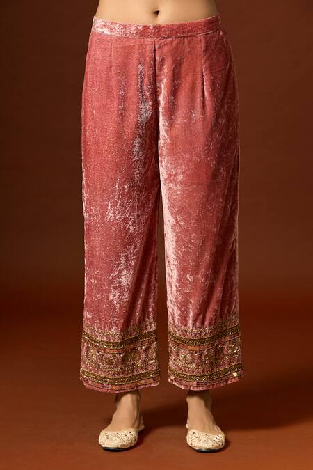 Yoshita Couture Pink Silk, Velvet, Satin, Chanderi Sequins, Zari, Zayna Zardozi Kurta Set at Aza Fashions Yoshita Couture_Pink Silk, Velvet, Satin, Chanderi Sequins, Zari, Zayna Zardozi Kurta Set _at_Aza_Fashions