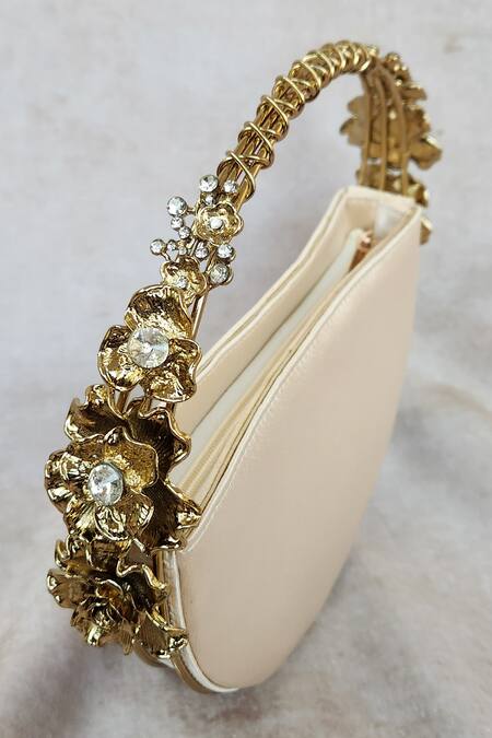 Adwita Bags & Jewels Floral Handle Half Moon Bag 