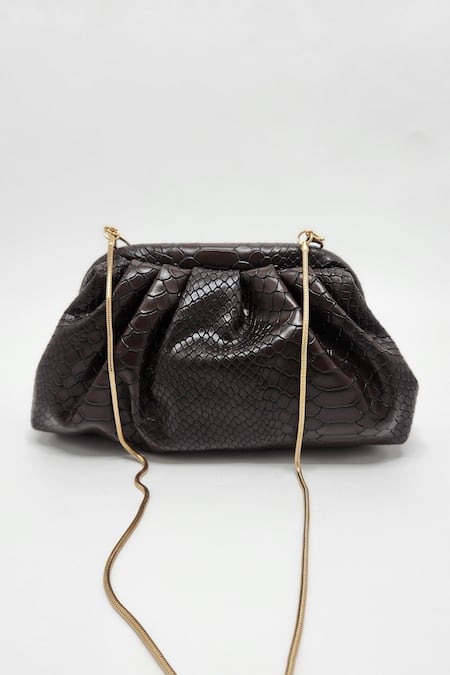 Adwita Bags & Jewels Dragonfly Brooch Brown Pochette Bag 