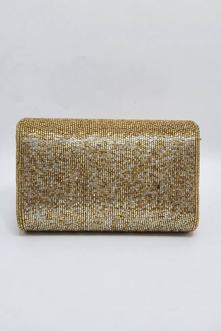 Shop_Adwita Bags & Jewels_Gold Cut Dana Embellished Handbag _Online_at_Aza_Fashions