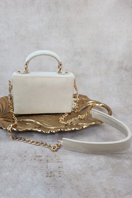 Adwita Bags & Jewels Pearl Dangler Embroidered Flap Bag 