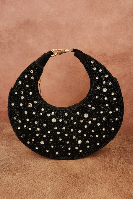 Adwita Bags & Jewels Black Embellished Chaand Handbag 