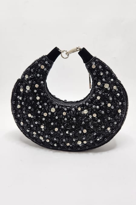 Adwita Bags & Jewels Black Embellished Chaand Handbag Online at Aza Fashions Adwita Bags & Jewels_Black Embellished Chaand Handbag _Online_at_Aza_Fashions