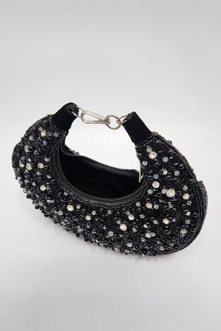 Buy Adwita Bags & Jewels Black Embellished Chaand Handbag Online at Aza Fashions Buy_Adwita Bags & Jewels_Black Embellished Chaand Handbag _Online_at_Aza_Fashions